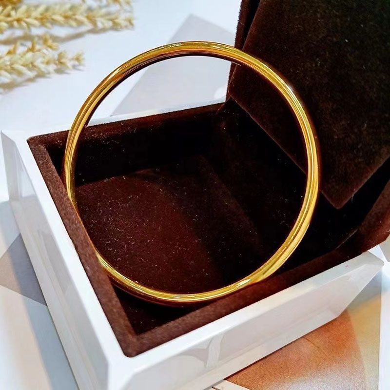 Women's Full Of Weight Solid Ancient Heritage Ethnic Gold Simple Bracelet