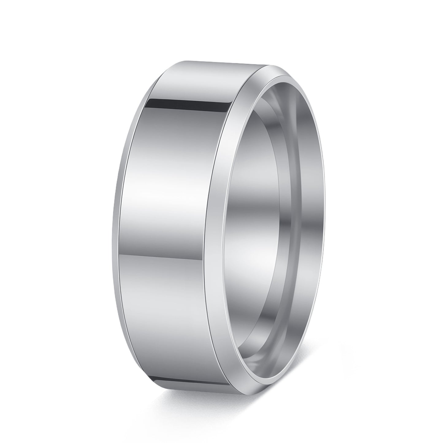 Women's & Men's Glossy Double Beveled Titanium Steel Wide Fashion Ring