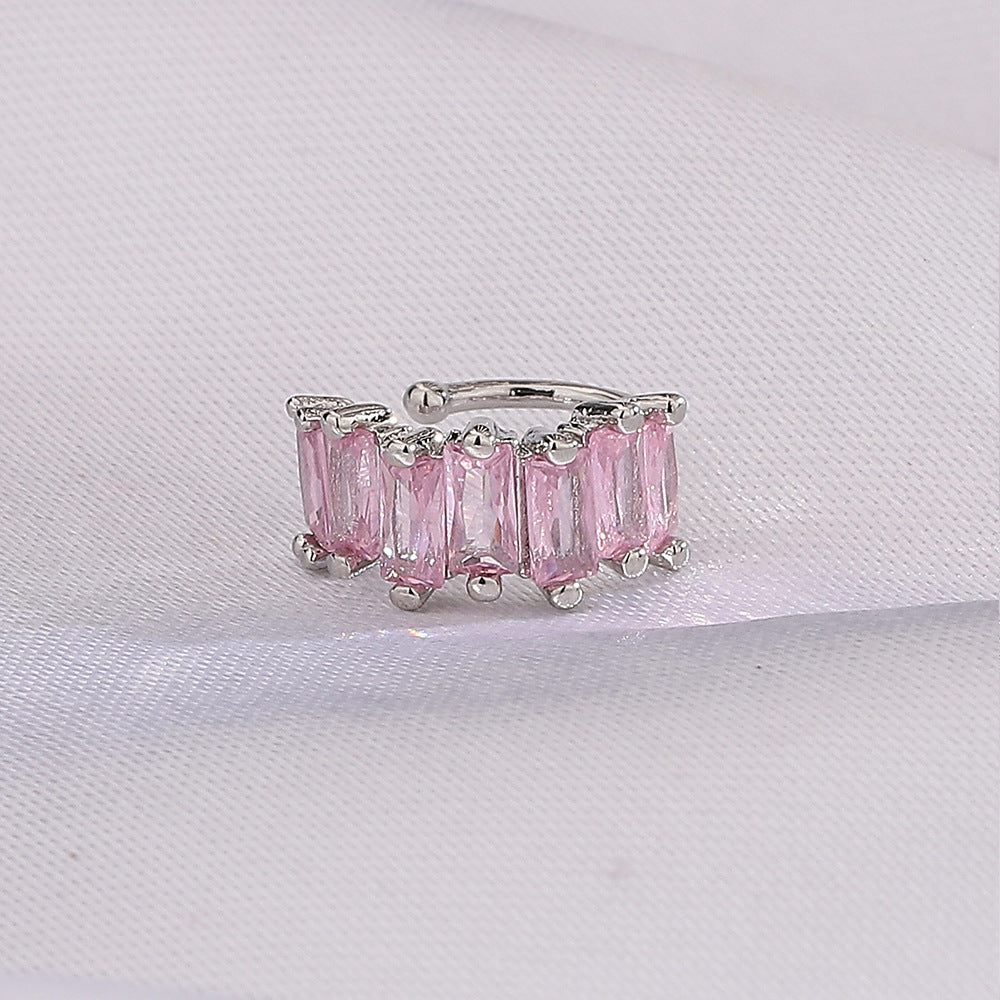 Men's Square Light Luxury Colorful Crystals Without Pierced Irregular With Personality Rings