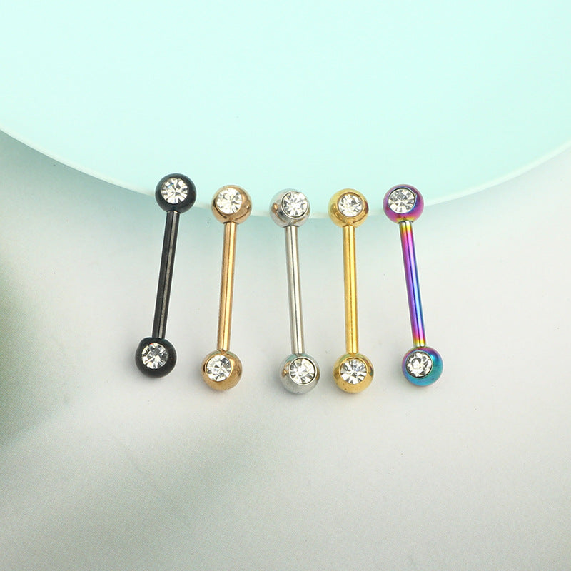 Stainless Steel Cleaning Ball Frosted Diamond Tongue Pin Earrings