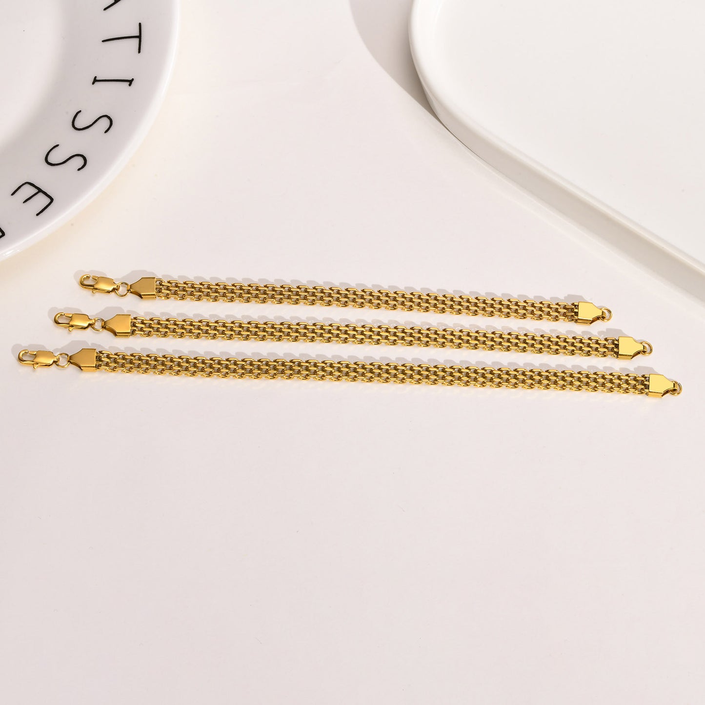 Woven Simple Metal Chain Gold Neutral Bracelets