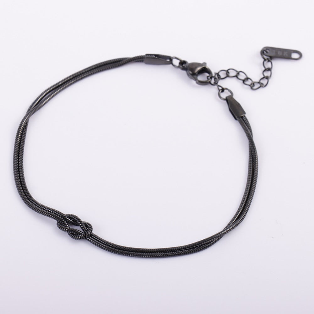 Titanium Steel Double Layer Twin Knotted Simple Affordable Luxury Fashion Jewelry Set