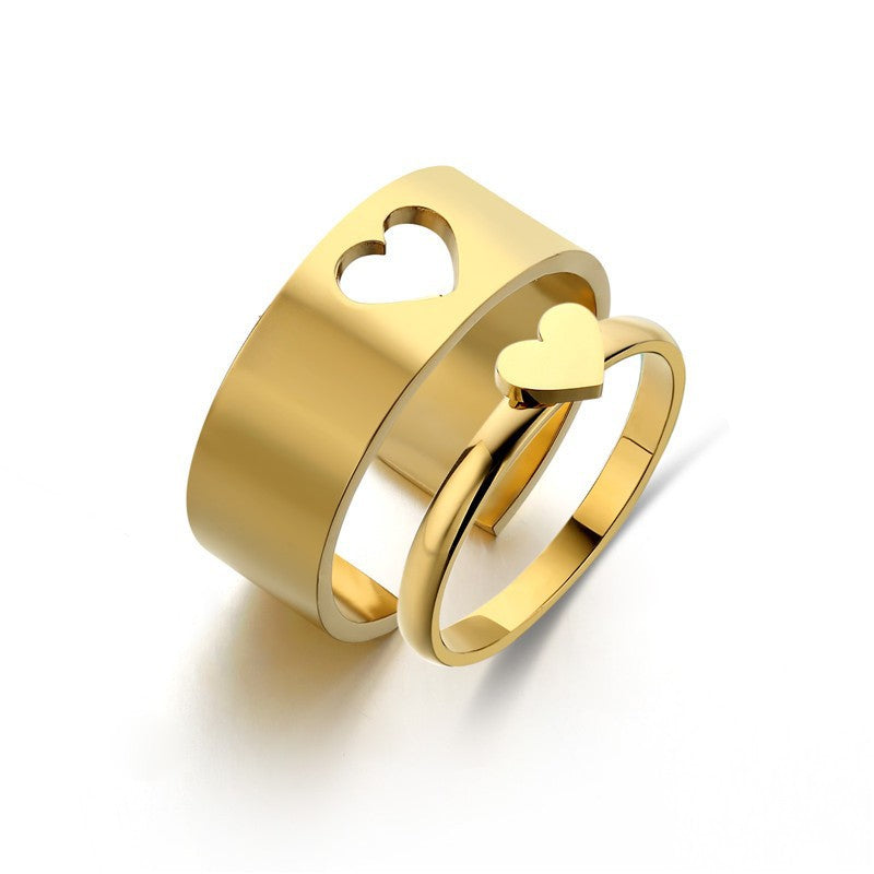 Women's Personality Couple Love Butterfly Peach Heart Suit Rings