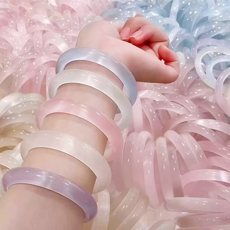 Eye White Moonlight Grapefruit Pink Crystal Chalcedony Flat Bracelets