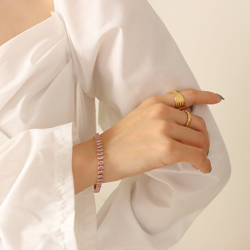 Lady Sense Elegant Graceful Solid Color Colorful Crystals Zircon Bracelets