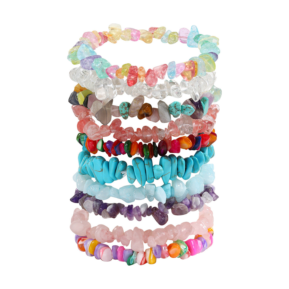 Women's Turquoise Beaded Stretch Summer Colorful Stone Bracelets