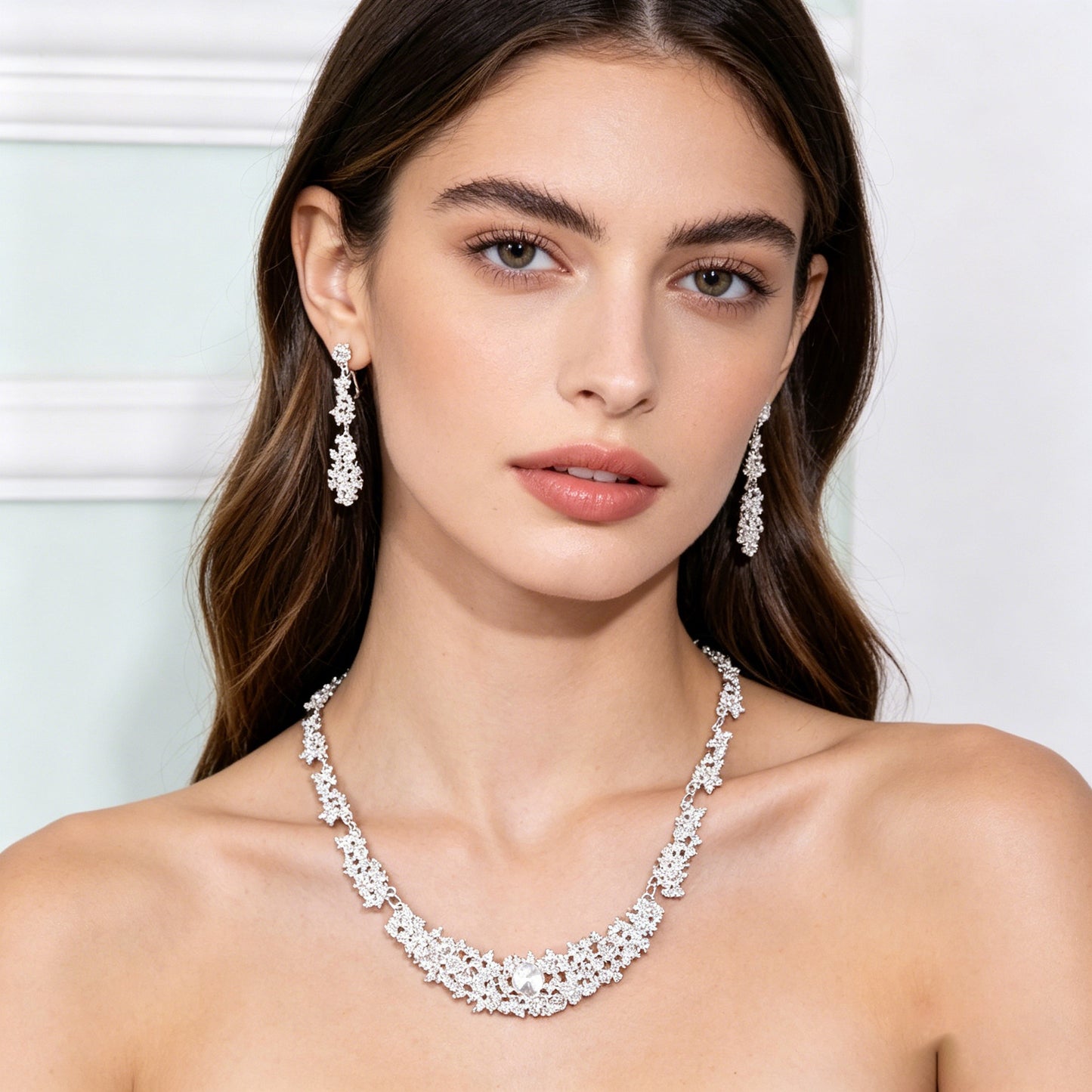 Bridal Alloy Two-piece Suit Crystal Wedding Jewelry Set