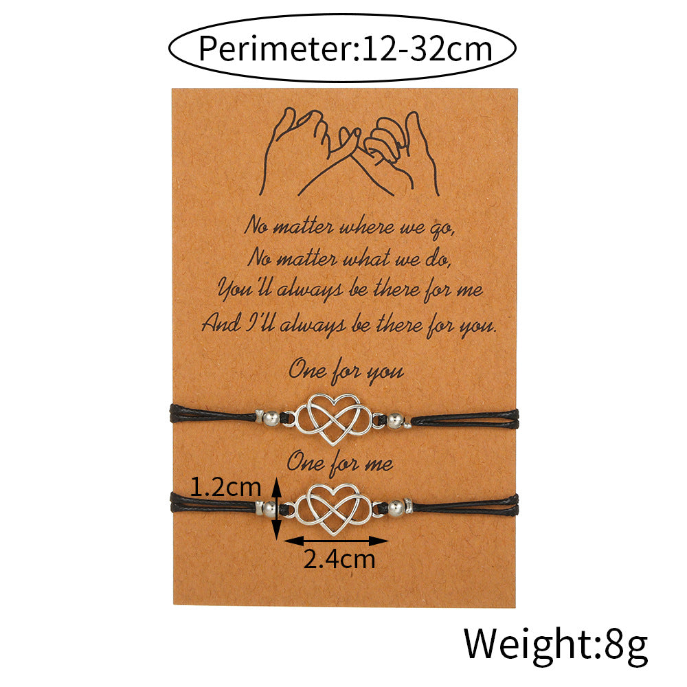 Bracelets de ligne de cire en forme de coeur créatif minimaliste d'amitié