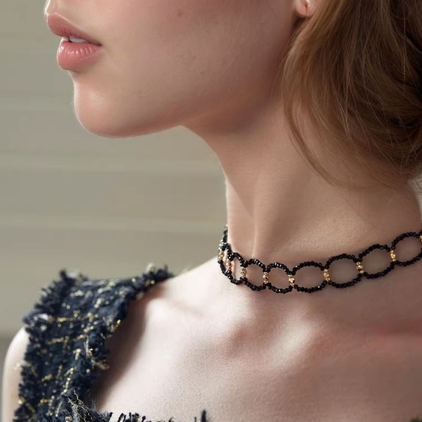 High-grade Black Female Niche Neckband Short Necklace