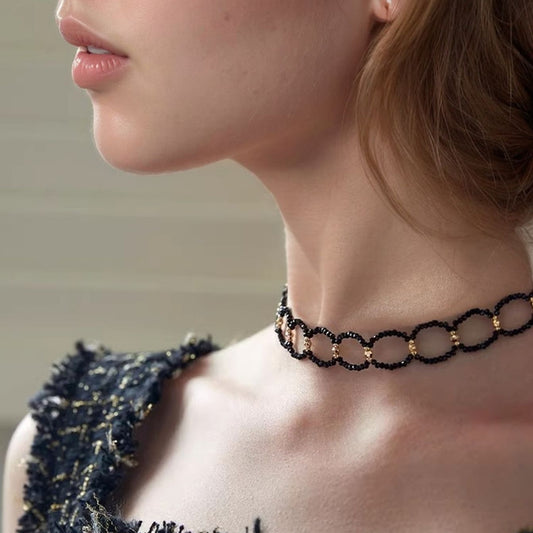 High-grade Black Female Niche Neckband Short Necklace
