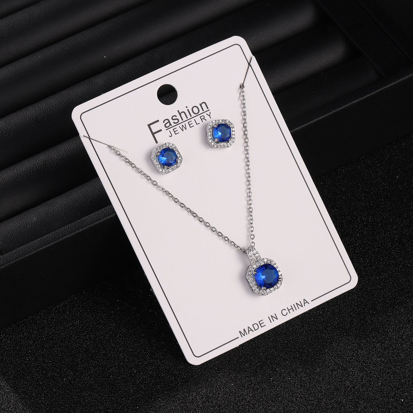 Live Broadcast Zircon Full Diamond Perfume Bottle Square Bag Earings Jewelry Set