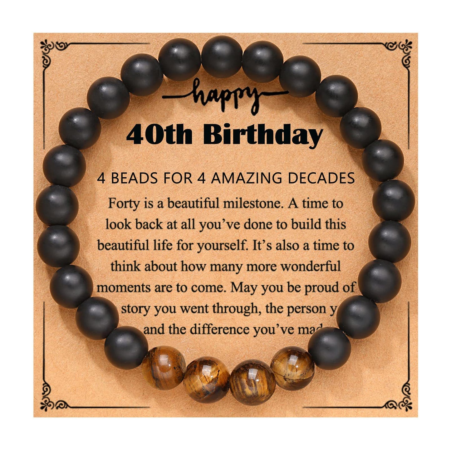 Bracelets cadeaux d'anniversaire en perles d'agate noire et d'oeil de tigre