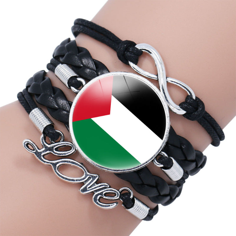 Bracelets infinis en pierre de temps à motif de drapeau palestinien