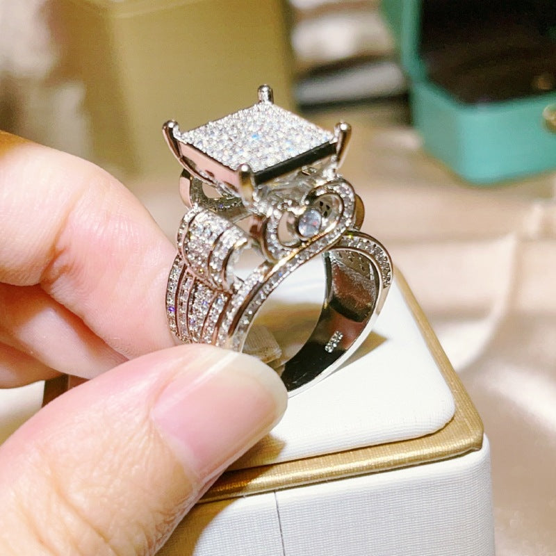 Popular Luxury Sparkling Full Rhinestone Electroplated Rings