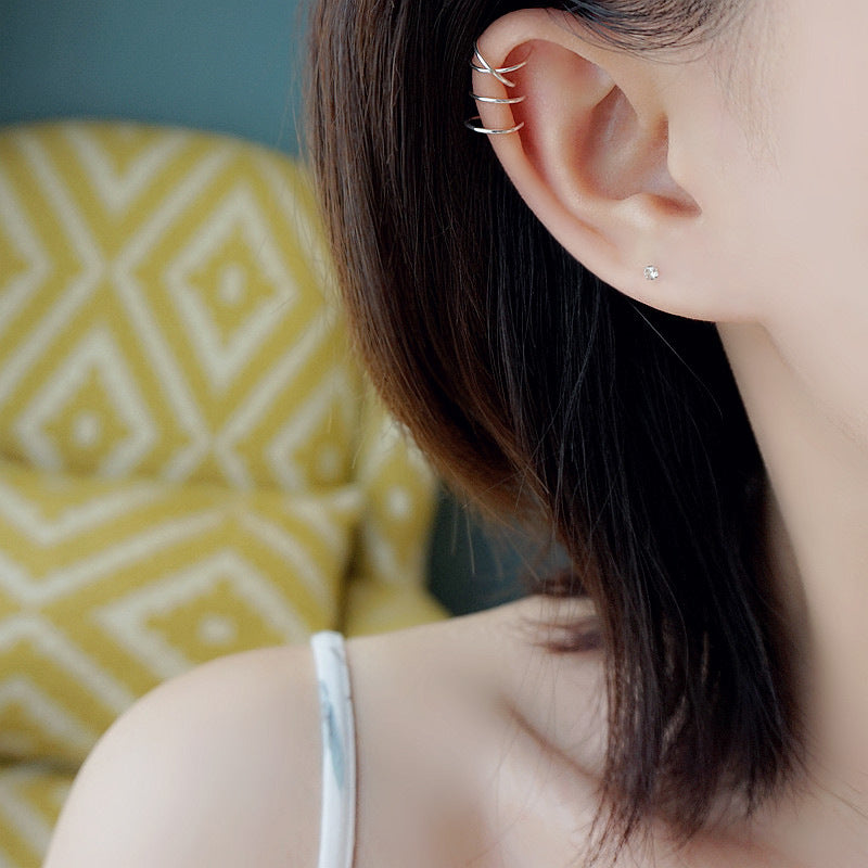 Women's & Men's Double-line Cross Personality Cool Bone Hook Ear Clip