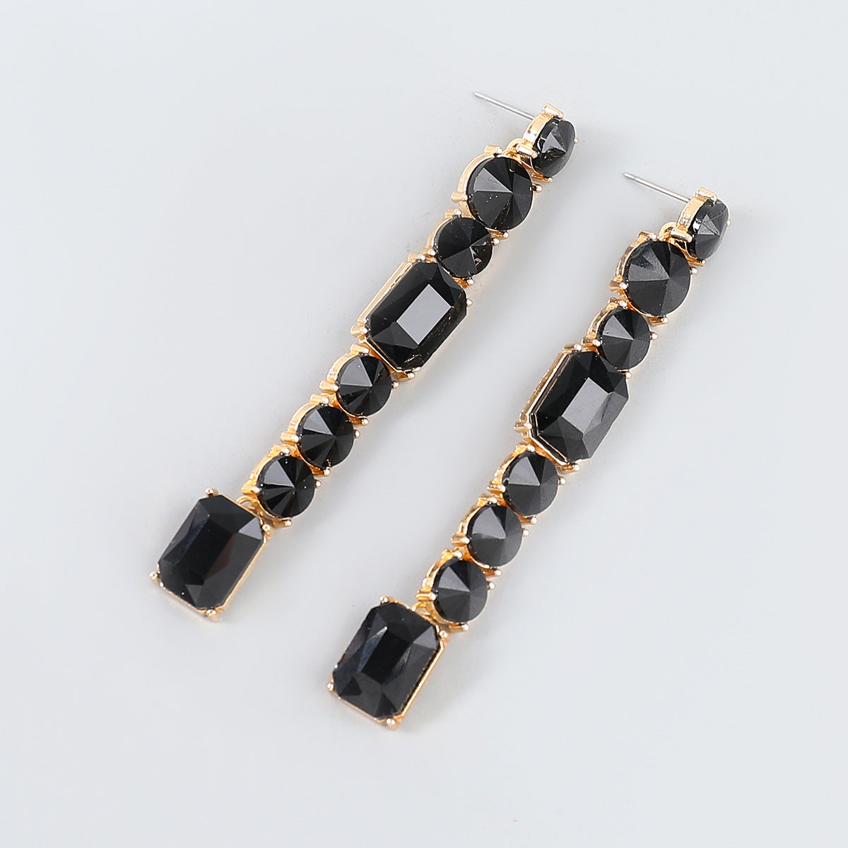 Women's Fashion Alloy Diamond Rhinestone Geometric Long Earrings