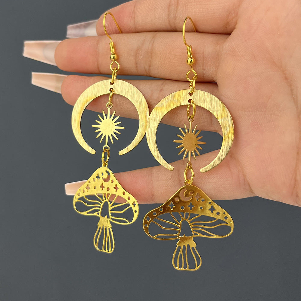 Personality Hollow Out Mushroom Flower Butterfly Earrings