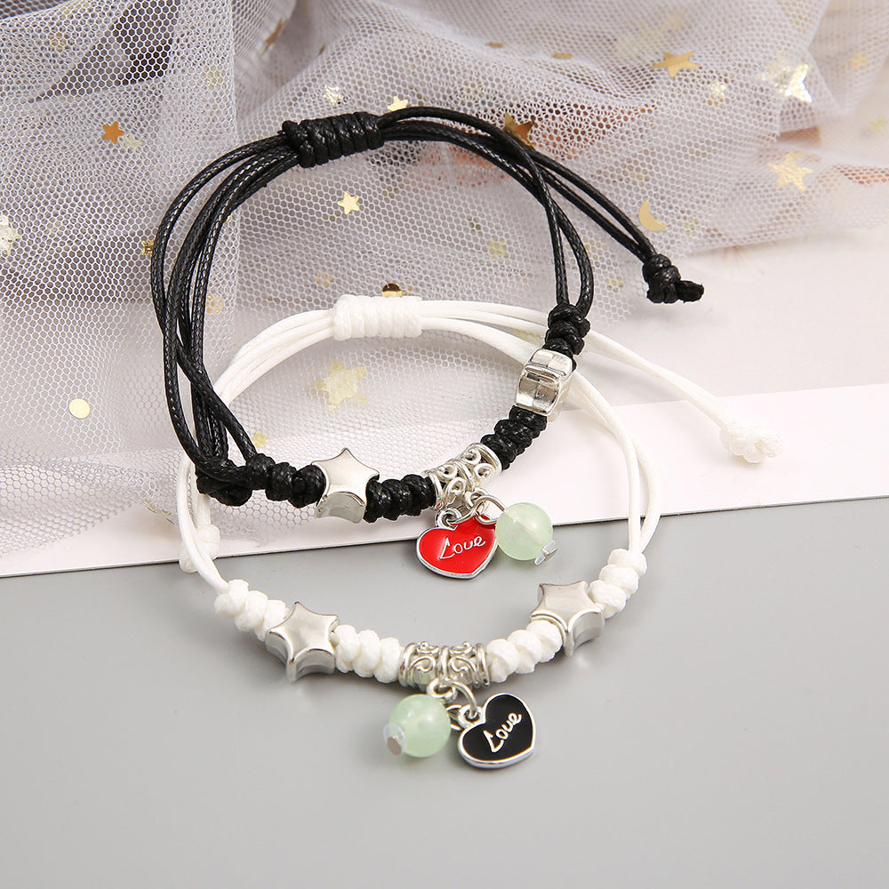 Korean Fashion Couple Creative Pentagram Woven Bracelets