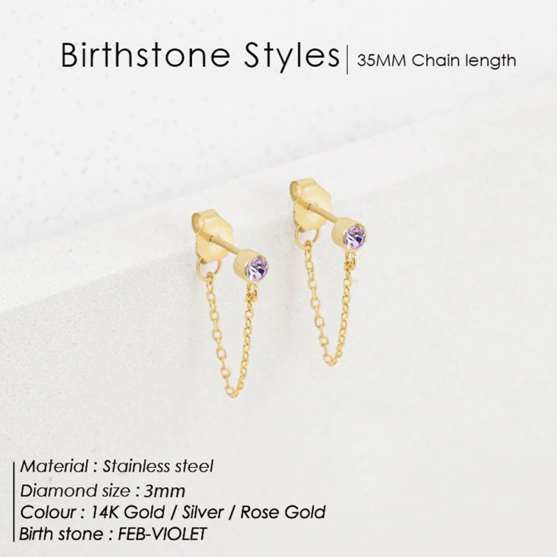 December Not Stainless Steel Tassel Light Luxury Color Earrings