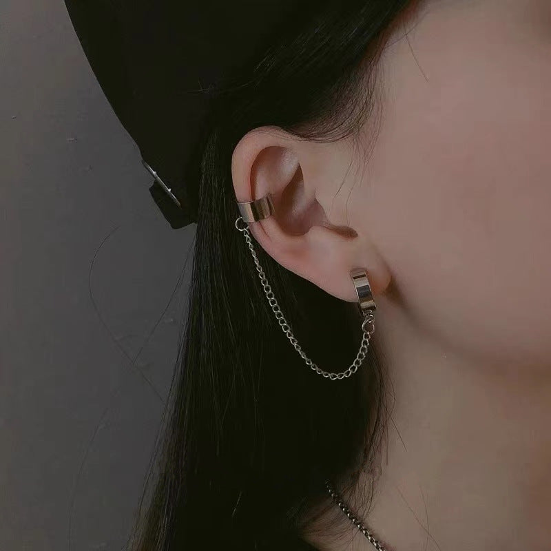 Simple Cool Cross Small Chain Temperament Stud Earrings
