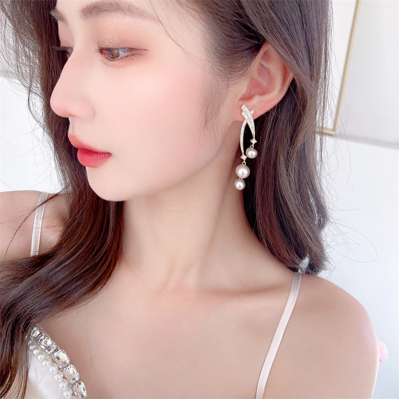 Elegant Design Eardrops High-grade Cross Line Earrings