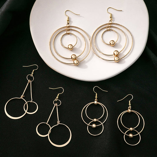 Retro Large Circle Personality Geometry Round Earrings