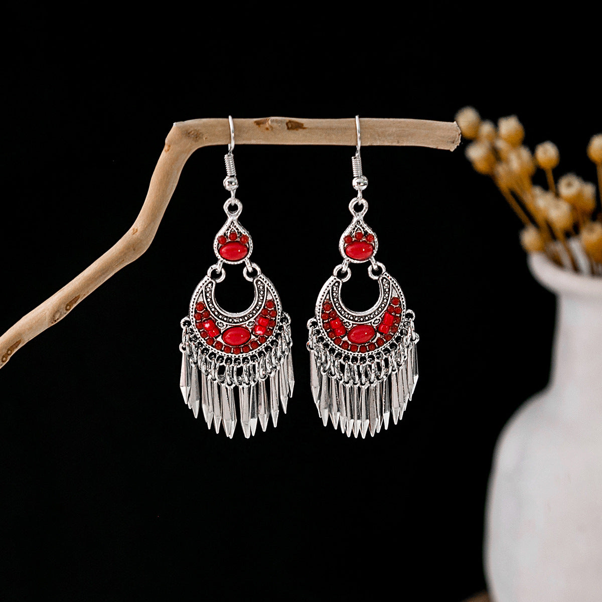 Tassel Turquoise Retro Minority Ethnic Style Earrings