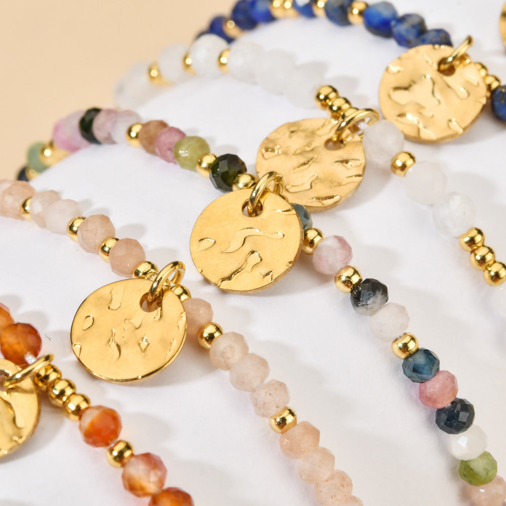 Natural Stone Beaded Ethnic Style Stainless Steel Bracelet