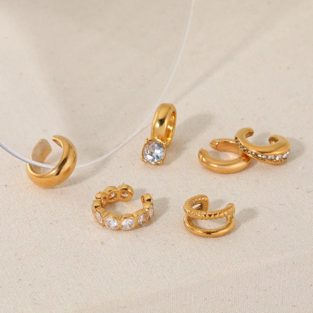 Diamond Shaped Stainless Steel Elegant Earless Titanium Clips Ear Clip