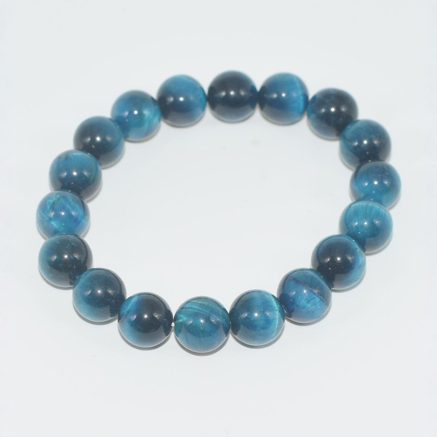 Women's & Men's Blue Tigereye Single Circle Crystal Buddha Beads Bracelet