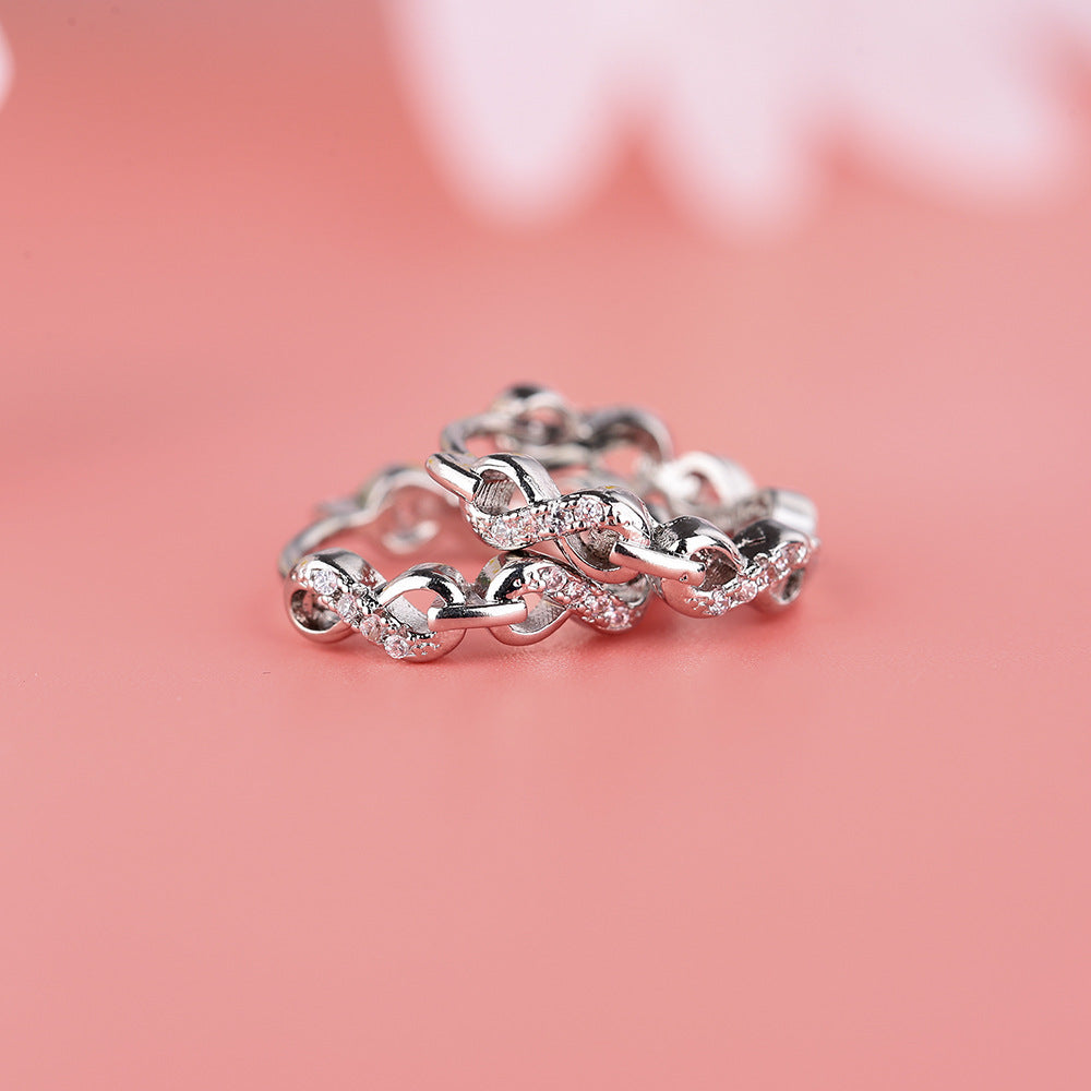 Women's Infinite Number Words Clip Cold Wind Rhinestone Zircon Mobius Ear Buckle