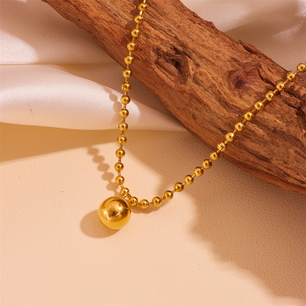 Women's Exaggerated Stainless Steel Bead Chain Round Beads Good Earrings