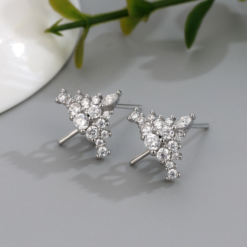 High Sense Ice Queen Diamond Inlaid Crown Ear Suit Female Jewelry Set