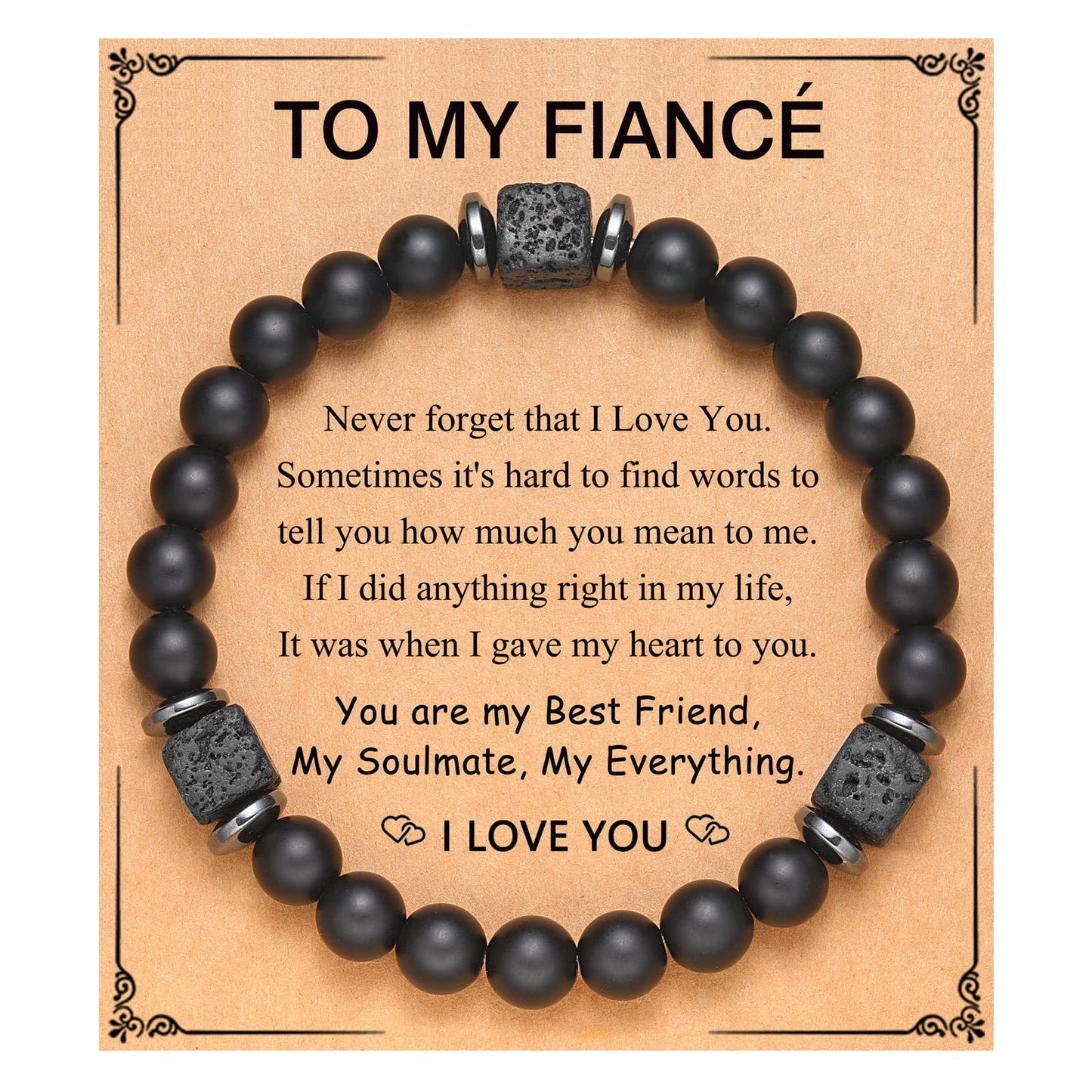 Frosted Square Volcanic Stone Father's Day Bracelets