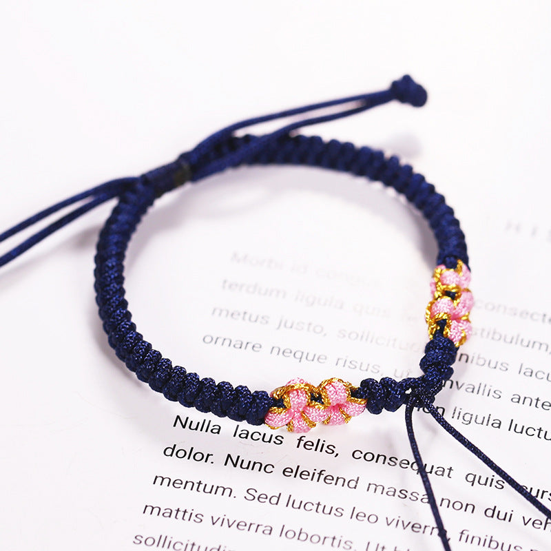 Exquisite Carrying Strap Peach Blossom Knot Braided Rope Bracelets