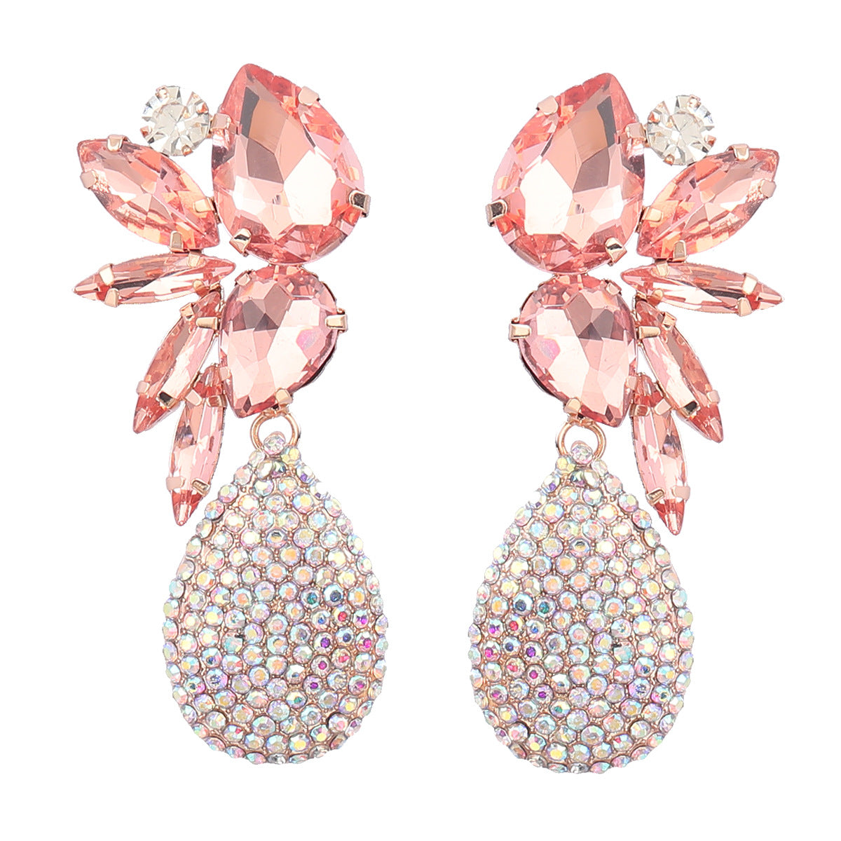 Colorful Crystals Drop-shaped Glass Drill Rhinestone Earrings