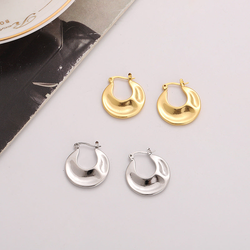 Boucles d'oreilles simples à clip d'oreille de qualité or irrégulière pour femmes