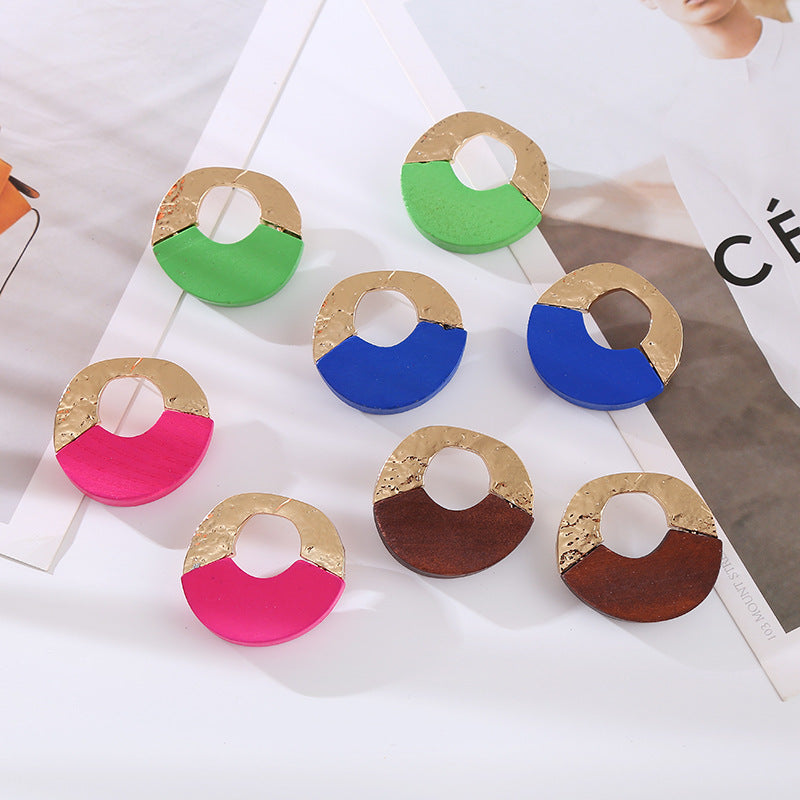 Patchwork Irregular Metal Wooden Korean Style Rings