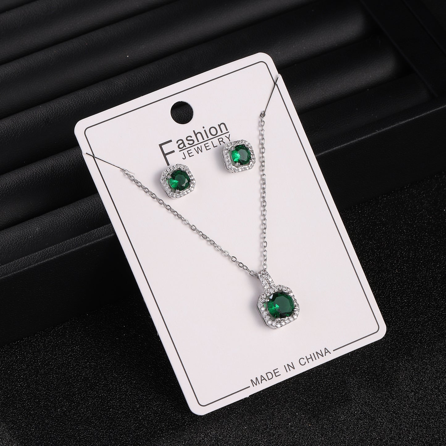 Live Broadcast Zircon Full Diamond Perfume Bottle Square Bag Earings Jewelry Set
