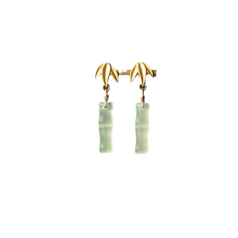 Women's Festival Chinese Style National Jade Green High-grade Cheongsam Gift Stud Earrings