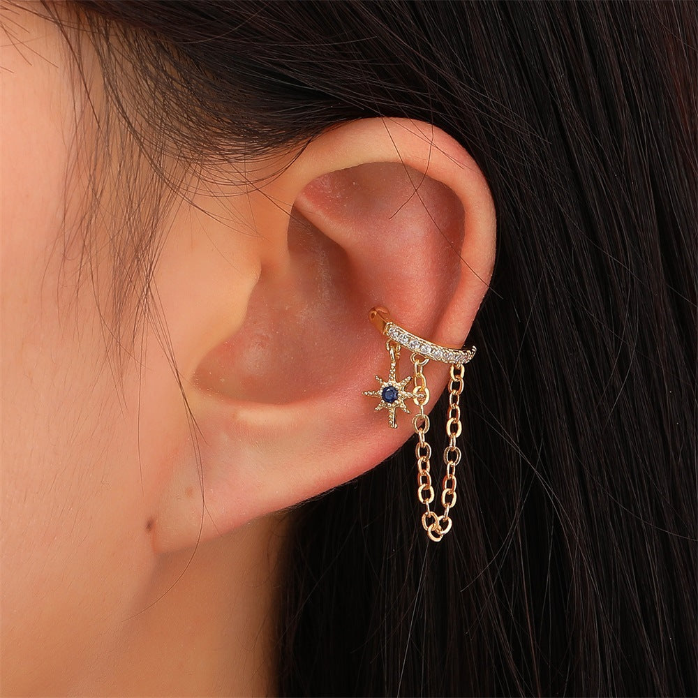 Simple Zircon Fashion Copper Inlaid Five-pointed Earrings