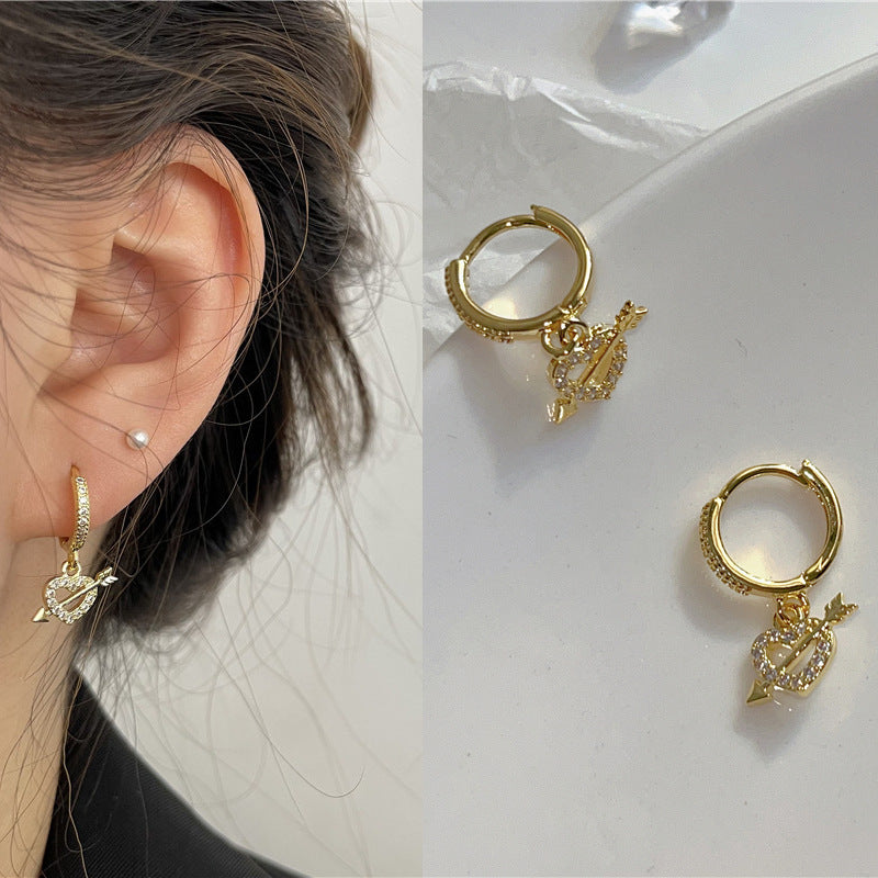 Rhinestone Ear Clip Eardrops Exquisite Sweet Hoop Earrings