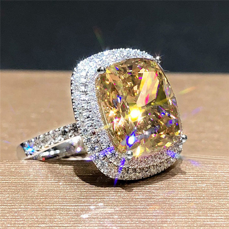 Ya Square Pink Diamond Elegant Simulation Zircon Rings