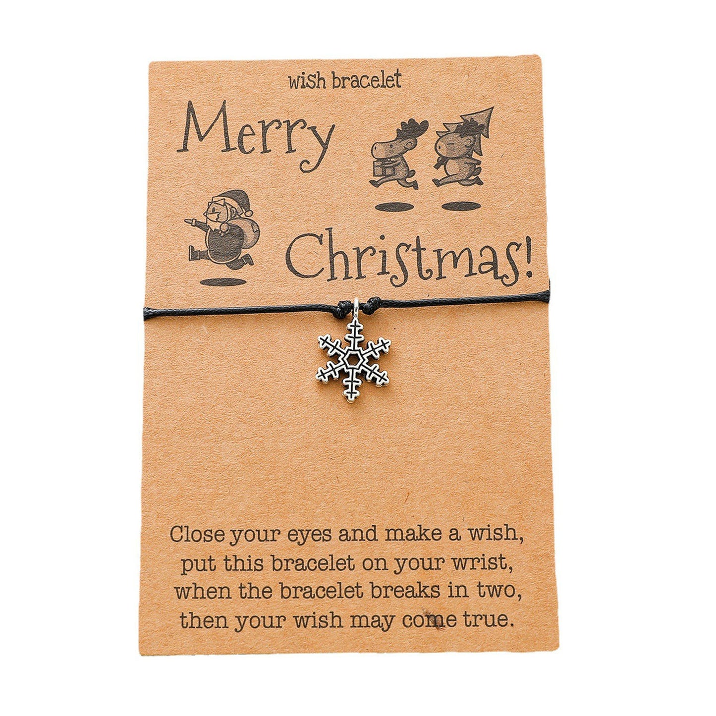 Christmas Card Alloy Pendant Hand Weaving Bracelets