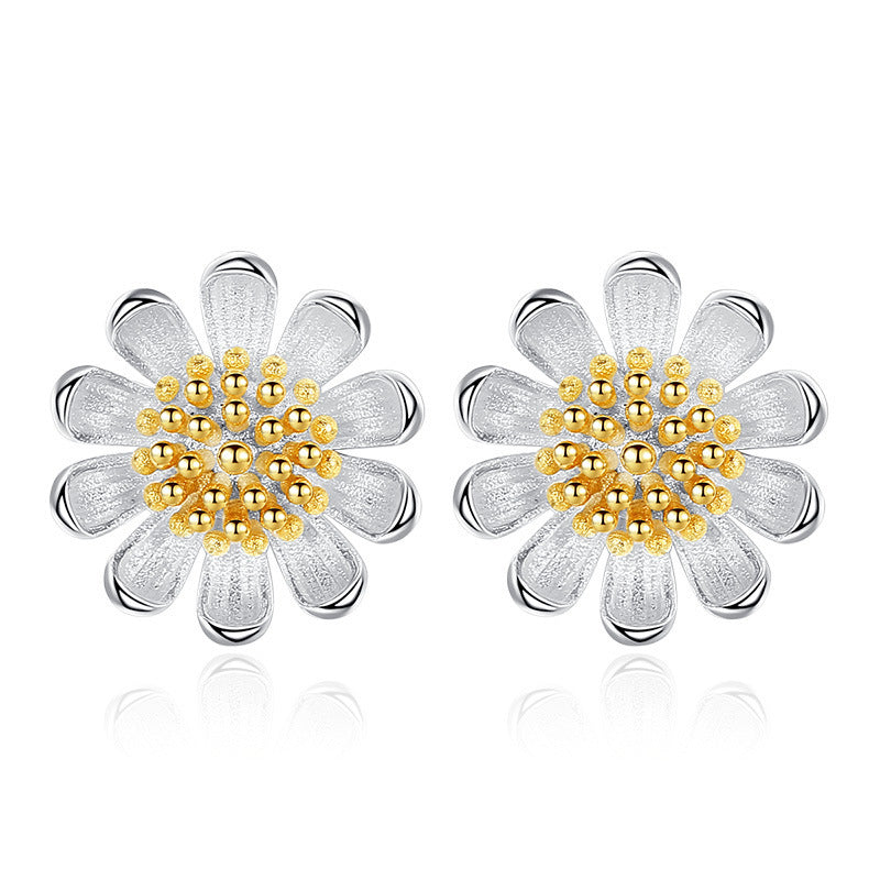 Flower Ear Female Little Daisy Sier-plated Rings