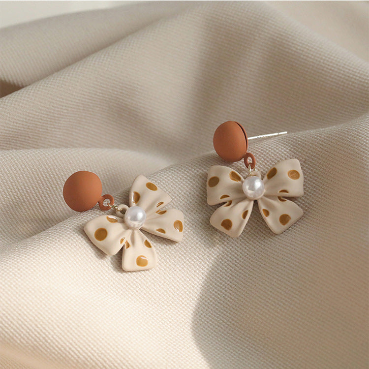 Women's Sier Bow Elegant High-grade Simple Eardrops Earrings