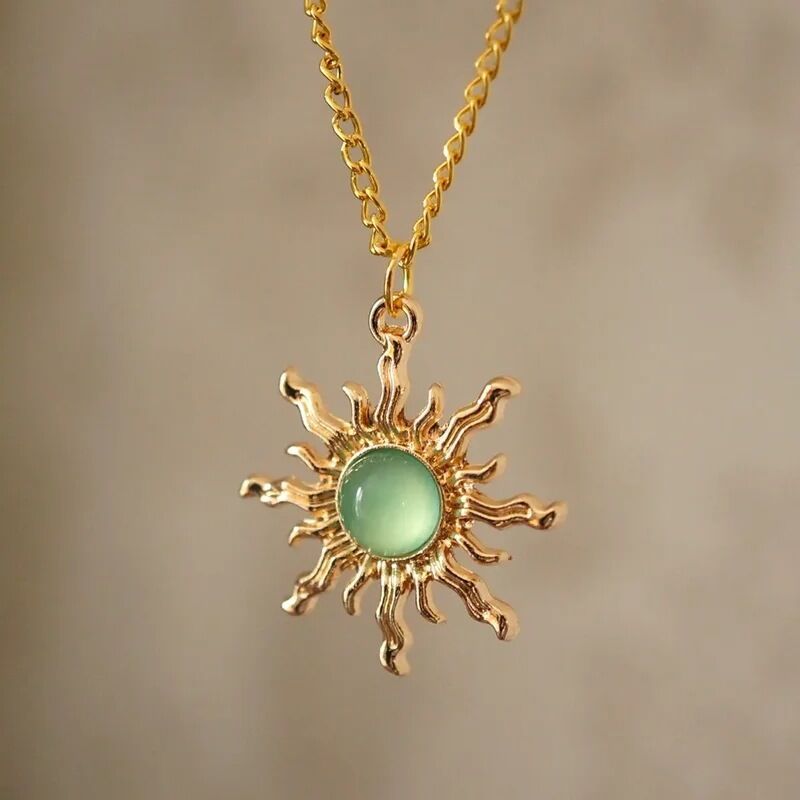 Women's Bohemian Air-cooled Gold Light Green Sun Earrings