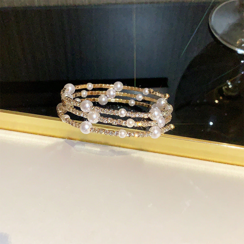 Rhinestone Zircon Elastic Laminated Adjustable Female Bracelets