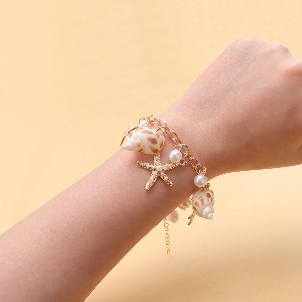 Women's Ocean Vacation Style Shell Starfish Pearl For Light Necklace