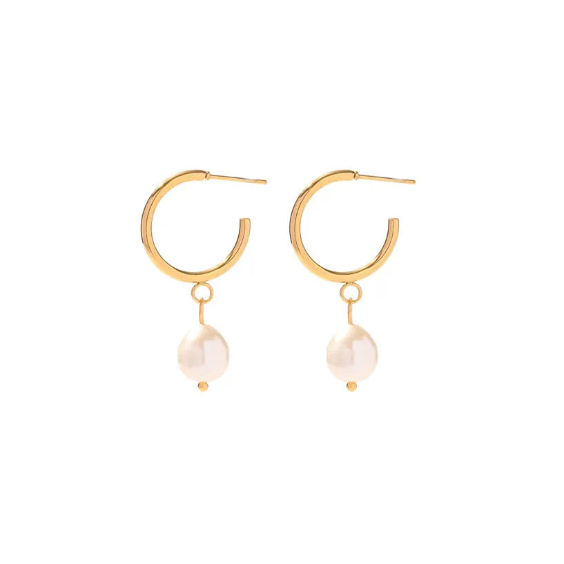 Sterling Sier Simple Freshwater Pearl Female Earrings